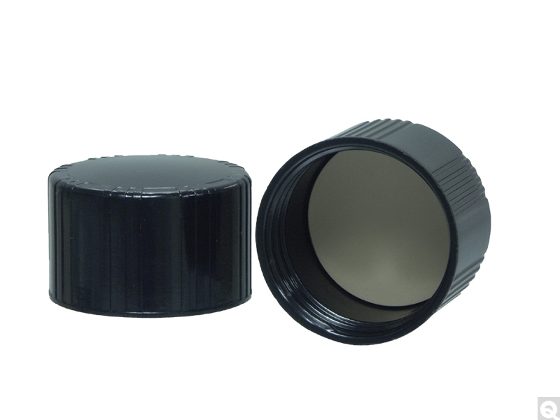 Black Phenolic Caps With Polyvinyl Pulp-Faced Liner for Dram Vials, GPI 13-425