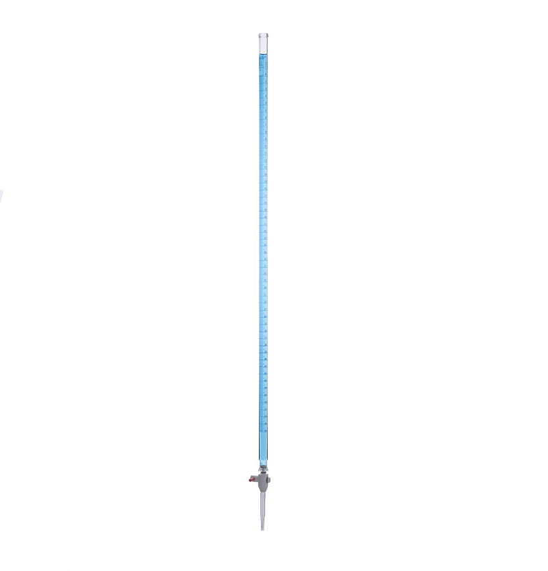 Individual serialized and certified, Burette With Straight Bore PTFE Key Stopcock, 60 mL, ±0.05mL Tolerance, 0.10mL Graduation Interval, Class A