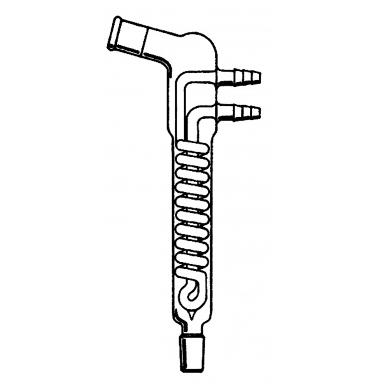 Condenser, Reflux, Bent 105°, Coil Section is 100mm in height, 19/22 joint