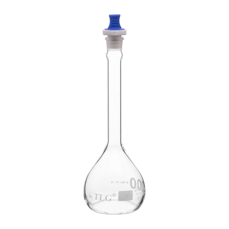 Volumetric Flask, 200mL, Narrow Mouth, PE Stopper#16, Class A ,USP Standards