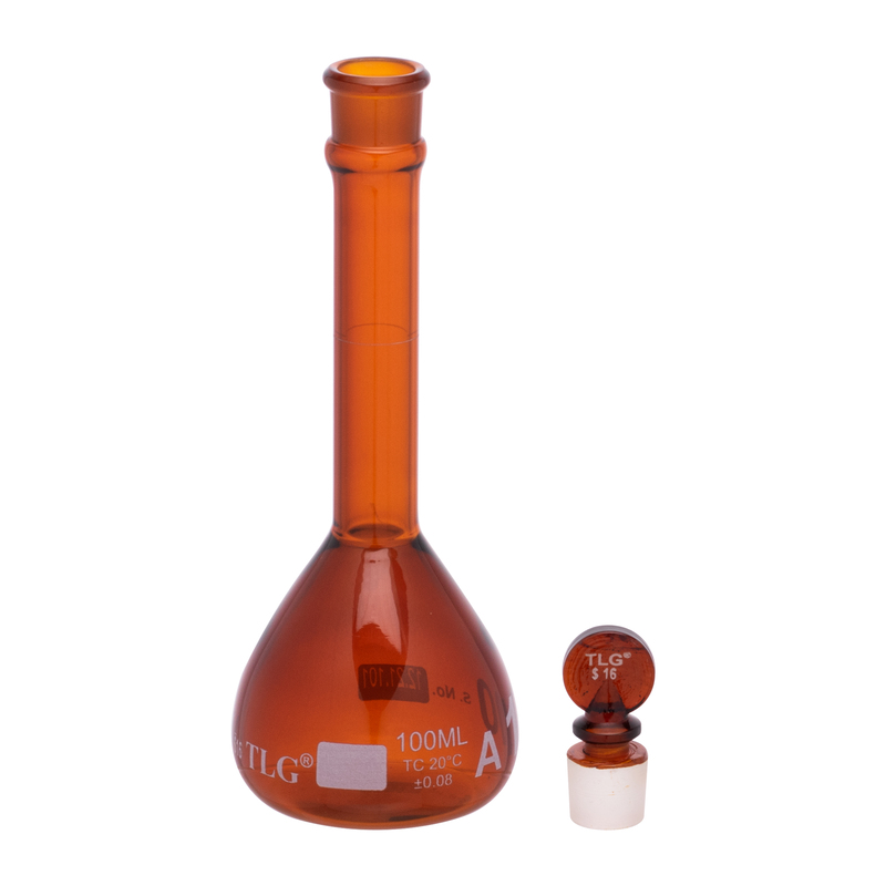 Buy Online Volumetric Flask Low Actinic Amber 100ml Wide Mouth Glass Stopper16 Class A 9052