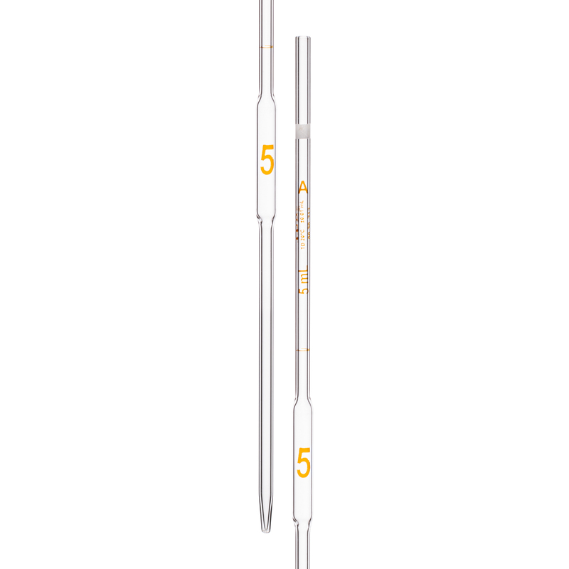 Pipette Volumetric, With One Mark, Accuracy As Per Class A, Capacity(mL) 5, Individually Serialized, Tolerance ± 0.01 mL, As Per USP Standards