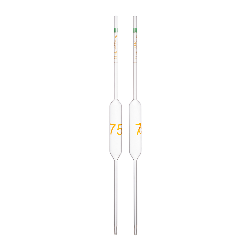 Pipette volumétrique, avec une marque, précision selon la classe A, capacité (mL) 75, non sérialisée, tolérance ± 0,05 ml, selon les normes USP