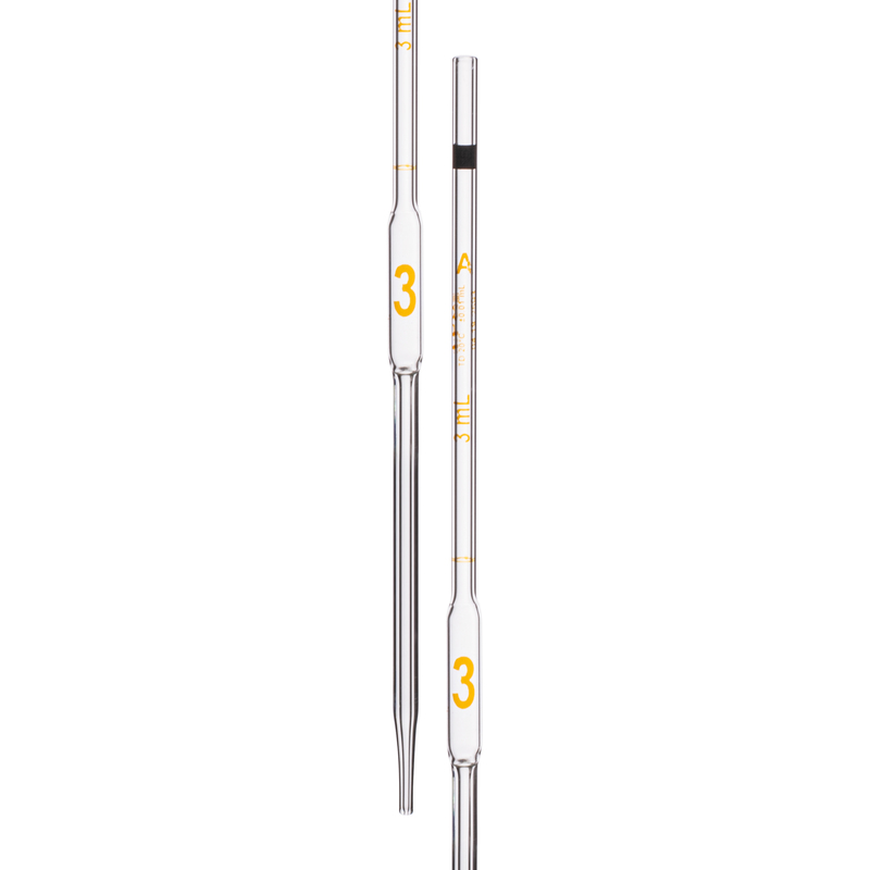 Pipette Volumetric, With One Mark, Accuracy As Per Class A, Capacity(mL) 3, Non Serialized, Tolerance ± 0.01 mL, As Per USP Standards