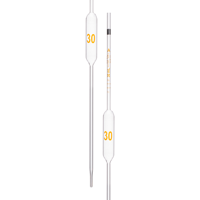 Pipette Volumetric, With Two Marks, To Contain (TC) and To Deliver (TD), Accuracy As Per Class A, Capacity(mL) 30, Individually Serialized