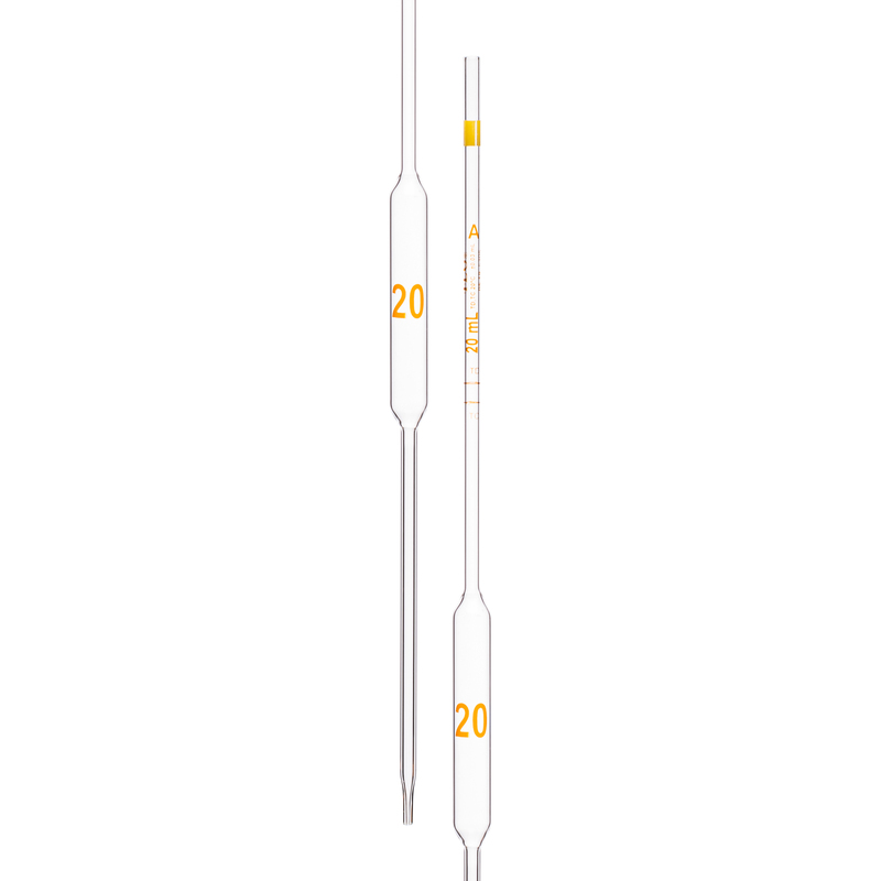 Pipette Volumetric, With Two Marks, To Contain (TC) and To Deliver (TD), Accuracy As Per Class A, Capacity(mL) 20, Individually Serialized