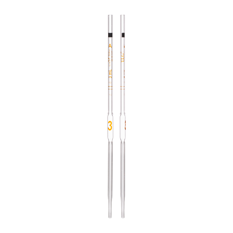 Pipette Volumetric, With Two Marks, To Contain (TC) and To Deliver (TD), Accuracy As Per Class A, Capacity(mL) 3, Individually Serialized