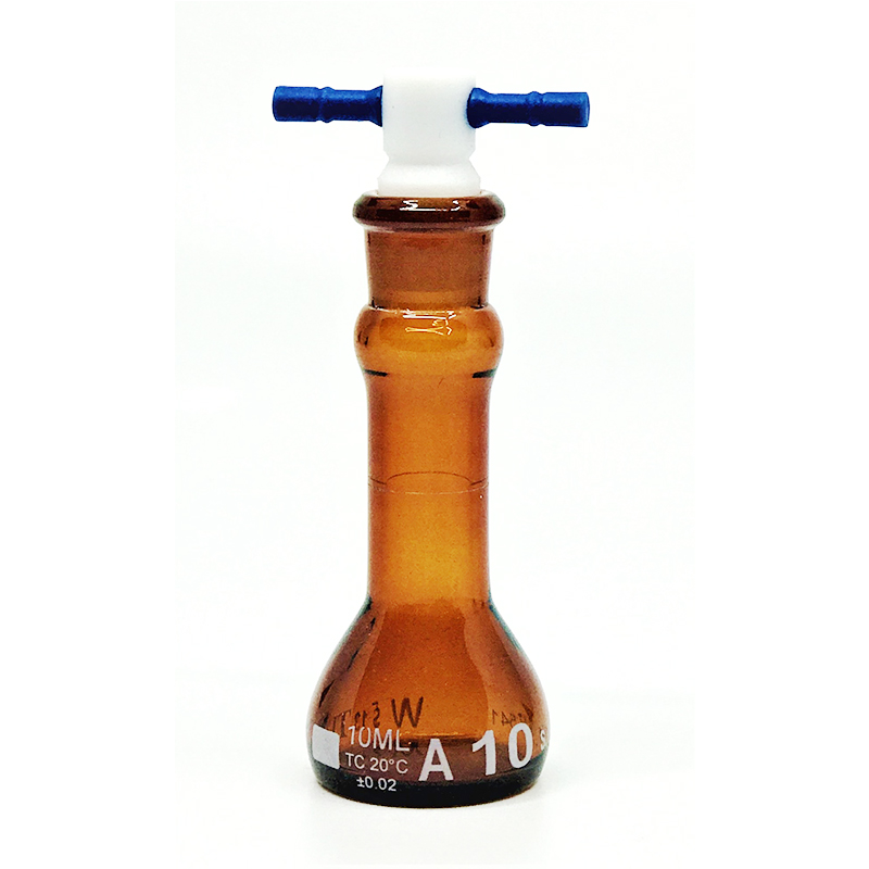 Volumetric Flask, Low Actinic Amber, 10mL, Wide Mouth, PTFE Stopper#13, Class A, As Per USP Standards