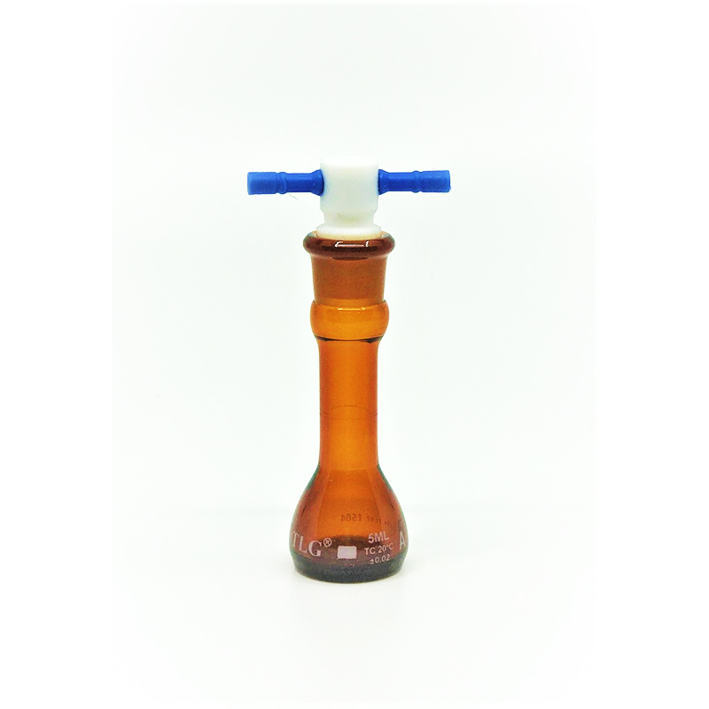 Volumetric Flask, Low Actinic Amber, 5mL, Wide Mouth, PTFE Stopper#13, Class A, As Per USP Standards